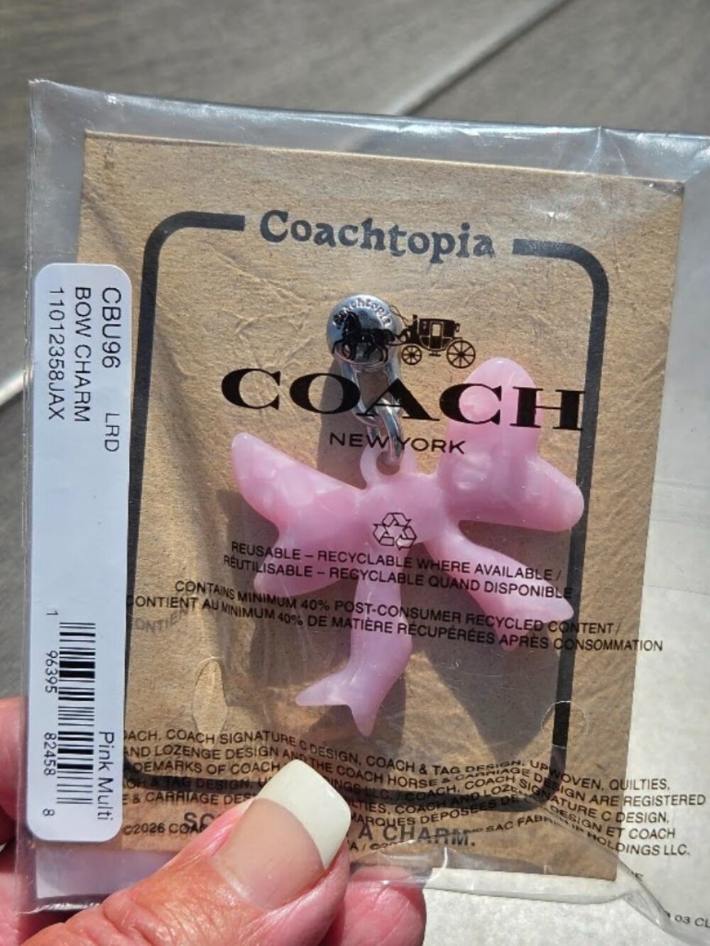Coach Coachtopia Bow Bag Charm Coachtopia Drawstring Dust Bag included CBU96